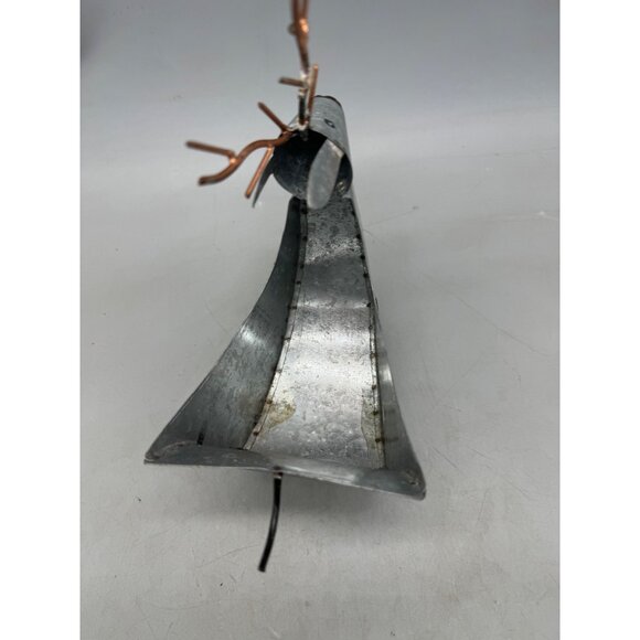 Christmas Galvanized Metal Reindeer Flowerpot Decor Copper Antlers Metal READ - Picture 3 of 6